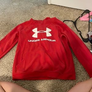 red under armor hoodie, size YXL